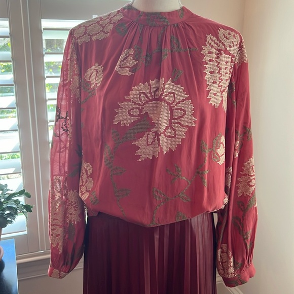 PayPal Pratap Rhododendron Cross-stitched Embroidered Shirt - Picture 1 of 6